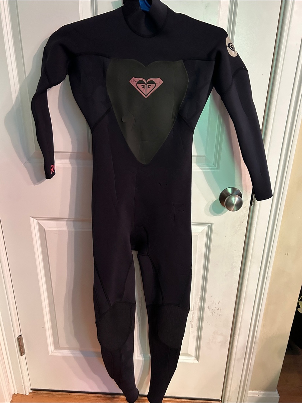 Roxy Women's Black Full-Length Swim Wetsuit with Pink Logo